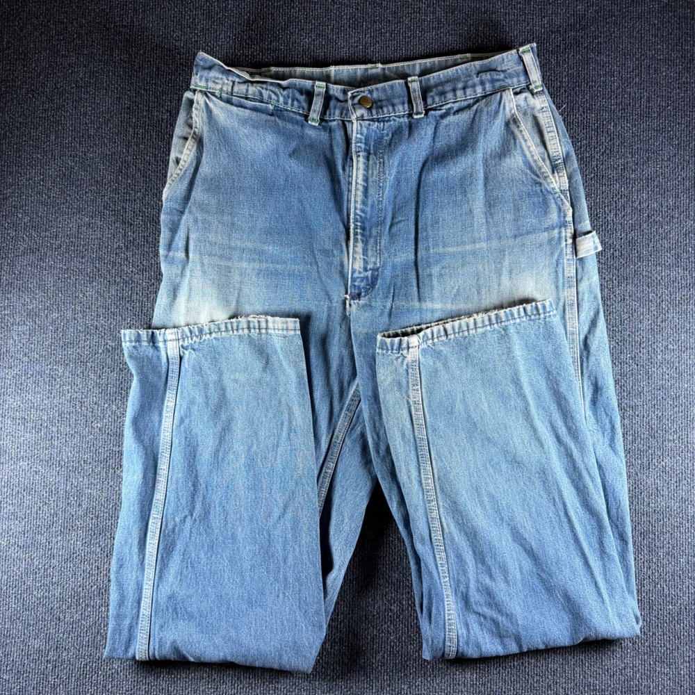 OshKosh B'gosh Vintage Carpenter Jeans Mens 33x31.5 Light Wash Distressed Denim